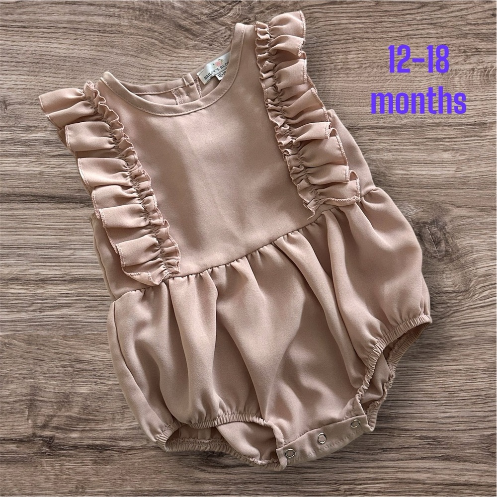 Pale Pink Ruffled Sleeveless Baby Romper
